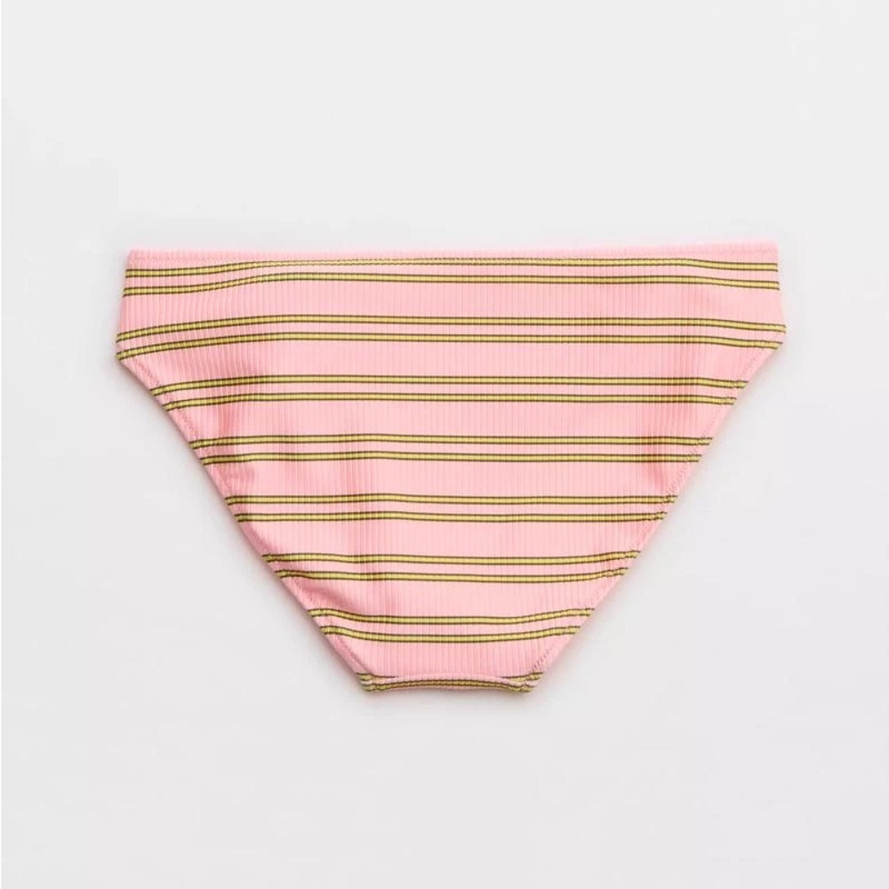 Aerie Beach Babe Shine Rib Voop Top and Bottom Bikini Set in Pink Yellow, M/L - Picture 13 of 13